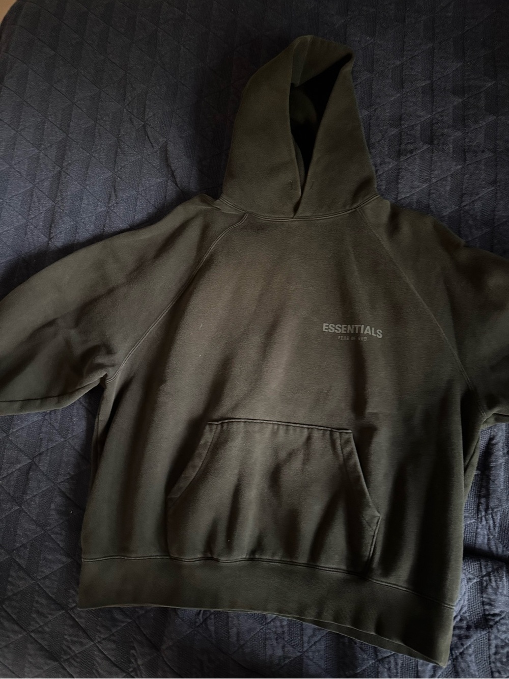 Fear of God ESSENTIALS Olive Green Pullover Hoodie
